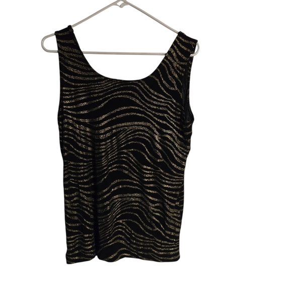Chico's Travelers Womens Animal Print Tank Top Black and Gold Size Large - Picture 2 of 4